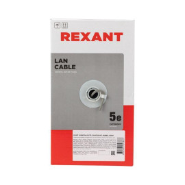 Кабель витая пара U/UTP кат.5E 4х2х24AWG LSZH нг(А)-HF INDOOR SOLID сер. LIGHT (305м) Rexant 01-0059