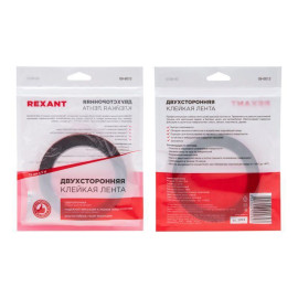 Скотч двухсторонний 12ммх5м красн. на сер. основе Rexant 09-6012