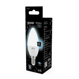 Лампа светодиодная Black 9.5Вт свеча 4100К нейтр. бел. E14 950лм GAUSS 103101210