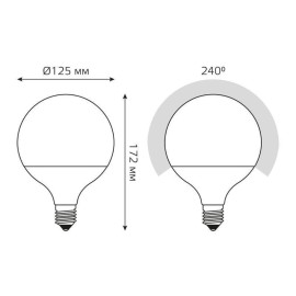 Лампа светодиодная Black 22Вт G125 шар 4100К нейтр. бел. E27 1900лм GAUSS 105102222