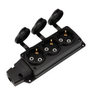 Колодка удлинителя 3-м с заземл. 16А IP54 влагозащ. с защ. крышкой COMPACT каучук черн. Rexant 111-223