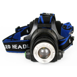 Фонарь аккумуляторный налобный E150 CREE 3Вт фокус 3 режима 220В пластик. черн. (бокс) Ultraflash 12188