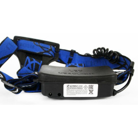 Фонарь аккумуляторный налобный E150 CREE 3Вт фокус 3 режима 220В пластик. черн. (бокс) Ultraflash 12188