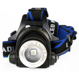 Фонарь аккумуляторный налобный E150 CREE 3Вт фокус 3 режима 220В пластик. черн. (бокс) Ultraflash 12188