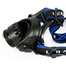 Фонарь аккумуляторный налобный E150 CREE 3Вт фокус 3 режима 220В пластик. черн. (бокс) Ultraflash 12188