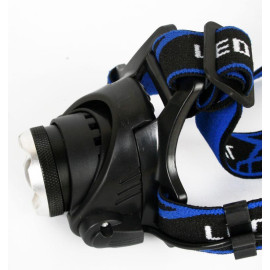 Фонарь аккумуляторный налобный E150 CREE 3Вт фокус 3 режима 220В пластик. черн. (бокс) Ultraflash 12188