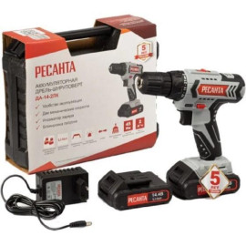 Дрель-шуруповерт аккумуляторная ДА-14-2ЛК Ресанта 75/14/4