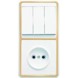 Блок БКВР-039 Бэлла (3-кл. выкл. + розетка) зол. Кунцево 5840