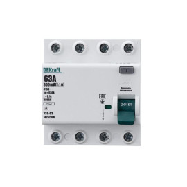 Выключатель дифференциального тока (УЗО) 4п 63А 300мА тип AC 6кА УЗО-03 DEKraft 14252DEK