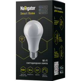 Лампа светодиодная 14 554 Smart Home NLL-A60-10-230-RGBWWW-E27-WIFI матовая E27 176-264В Navigator 14554