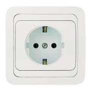 Розетка 1-м СП Mimoza 16А IP20 с заземл. пластик. основ. бел./бел. Makel 12028