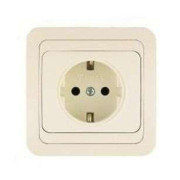 Розетка 1-м СП Mimoza 16А IP20 с заземл. крем./крем. Makel 25028