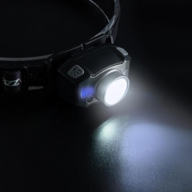 Фонарь аккумуляторный налобный AccuH1-L5WZ-bk zoom LED 5Вт + 2хRED SMD IP54 5 режимов: 100проц. 180лм 3.5ч/50проц. 110лм 5.5ч/30проц. 65лм 15ч/красн. 28ч/мигающ. красн. 12ч аккум. 0.8А.ч управл. жестами черн./сер. JazzWay 5036642