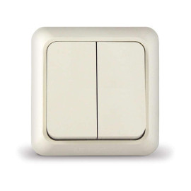 Выключатель 2-кл. ОП Олимп 10А IP20 сл. кость UNIVersal Б-О0023