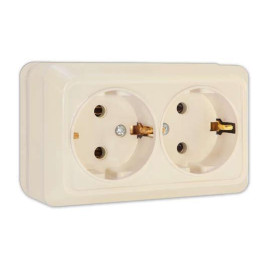 Розетка 2-м ОП Олимп 16А IP20 с заземл. сл. кость UNIVersal Б-О0128