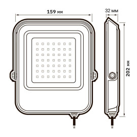 Прожектор светодиодный PFL-V 50Вт 6500К IP65 ДО JazzWay 5039735
