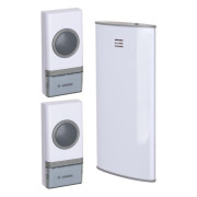 Звонок беспроводной полиф. 23 мелодии 150м 2 кноп. 2хAA (не в компл.) бел. КОСМОС KOC_AG307C2