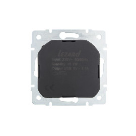 Розетка 1-м СП Vesna с заземл. с заряд. устройством USB механизм крем. LEZARD 742-0388-181