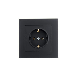 Розетка 1-м СП Vesna с заземл. ПБТ механизм черн. бархат LEZARD 742-4288-122B