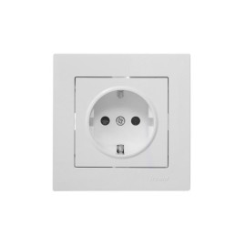 Розетка 1-м СП Vesna с заземл. защ. шторки ПБТ механизм бел. LEZARD 742-0288-124B