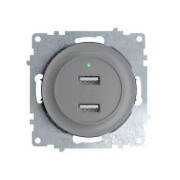 Розетка USB 2-м СП Florence 16А IP20 с подсветкой механизм сер. (1E10351302) OneKeyElectro 2260091