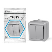 Выключатель 2-кл. ОП Dita IP54 10А 250В сер. TOKOV ELECTRIC TKL-DT-V2-C06-IP54