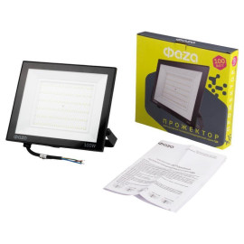 Прожектор светодиодный СДО-20 100Вт 6500К IP65 230В BL ДО прозр. закален. стекло ФАZА 5047341