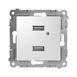 Розетка 2-м USB СП Pixel тип A+A 5В 1х2.1А 2х1.05А механизм бел. TOKOV ELECTRIC TKE-PX-2USB-C01