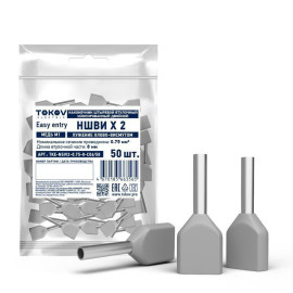 Наконечник штыревой втулочный изолированный двойн. НШВИ(2) 0.75-8 TOKOV ELECTRIC TKE-NSVI2-0.75-8-C06/50