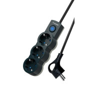 Удлинитель 3х5м с заземл. 10А IP20 2200Вт 220В защ. шторки ПВС 3х1 с выкл. черн. КОСМОС YKsm5m-3g-Z-V10A-B