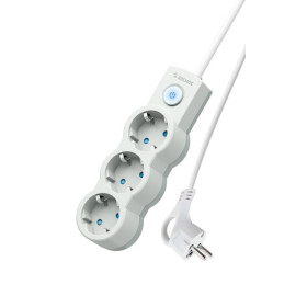 Удлинитель 3х3м с заземл. 10А IP20 2200Вт 220В защ. шторки ПВС 3х1 с выкл. бел. КОСМОС YKsm3m-3g-Z-V10A-W