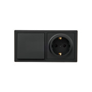 Блок ОП LETO (1-кл. выключатель + 1-м розетка с заземл.) горизонт. черн. бархат LEZARD 752-4200-170BAP