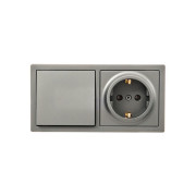 Блок ОП LETO (1-кл. выключатель + 1-м розетка с заземл.) горизонт. платина LEZARD 752-3500-170BAP