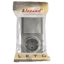 Блок ОП LETO (1-кл. выключатель + 1-м розетка с заземл.) горизонт. платина LEZARD 752-3500-170BAP