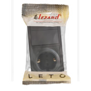 Блок ОП LETO (2-кл. выключатель + 1-м розетка с заземл.) горизонт. черн. бархат LEZARD 752-4200-170BKP