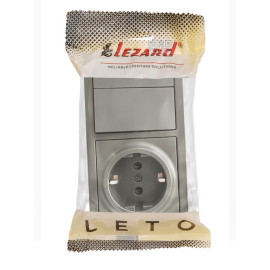 Блок ОП LETO (2-кл. выключатель + 1-м розетка с заземл.) горизонт. платина LEZARD 752-3500-170BKP