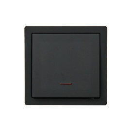 Выключатель 1-кл. ОП LETO с индикацией черн. бархат LEZARD 752-4200-111