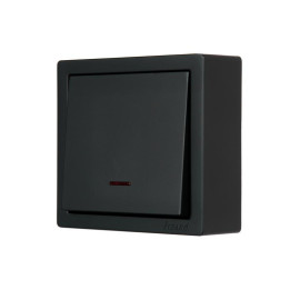 Выключатель 1-кл. ОП LETO с индикацией черн. бархат LEZARD 752-4200-111