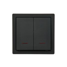 Выключатель 2-кл. ОП LETO с индикацией черн. бархат LEZARD 752-4200-112