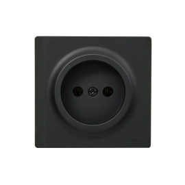 Розетка 1-м ОП LETO без заземл. ПБТ черн. бархат LEZARD 752-4200-121B