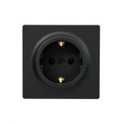 Розетка 1-м ОП LETO с заземл. ПБТ черн. бархат LEZARD 752-4200-122B