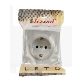 Розетка 1-м ОП LETO с заземл. ПБТ крем LEZARD 752-0300-122B