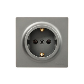Розетка 1-м ОП LETO с заземл. ПБТ платина LEZARD 752-3500-122B