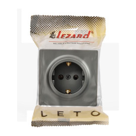 Розетка 1-м ОП LETO с заземл. ПБТ платина LEZARD 752-3500-122B