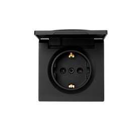 Розетка 1-м ОП LETO с заземл. с крышкой LETO ПБТ черн. бархат LEZARD 752-4200-123B