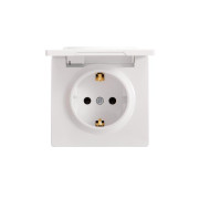 Розетка 1-м ОП LETO с заземл. с крышкой LETO ПБТ бел. LEZARD 752-0200-123B