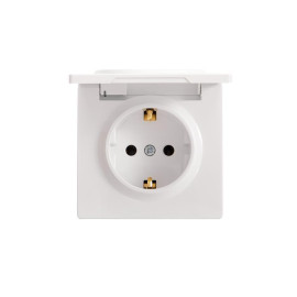 Розетка 1-м ОП LETO с заземл. с крышкой LETO ПБТ бел. LEZARD 752-0200-123B