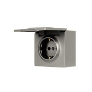 Розетка 1-м ОП LETO с заземл. с крышкой LETO ПБТ платина LEZARD 752-3500-123B