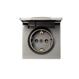 Розетка 1-м ОП LETO с заземл. с крышкой LETO ПБТ платина LEZARD 752-3500-123B