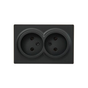 Розетка 2-м ОП LETO без заземл. закрытый корпус ПБТ черн. бархат LEZARD 752-4200-128B